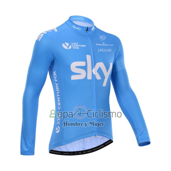 Sky Ropa Ciclismo Culotte Largo 2014 Mangas Largas Blanco y Azul